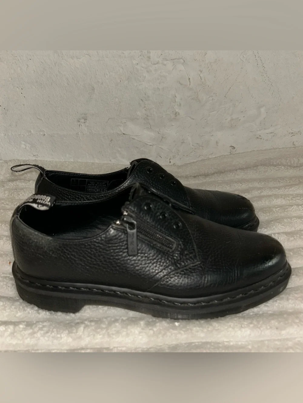 Dr. Martens Women's Black Leather Platform Slip-On with Side Zipper